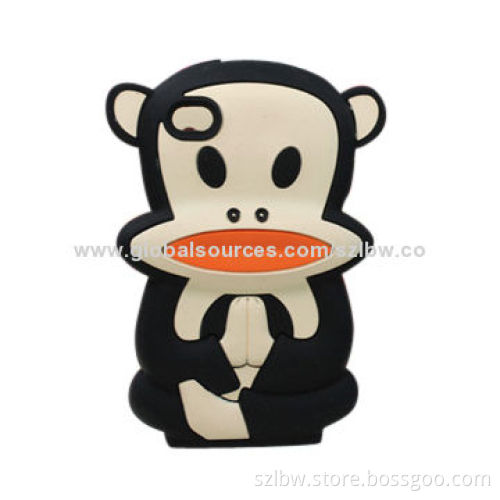 Cute 3D Monkey Shaped Soft Protective Silicone Jelly Case for iPhone 4/4S with Fashionable